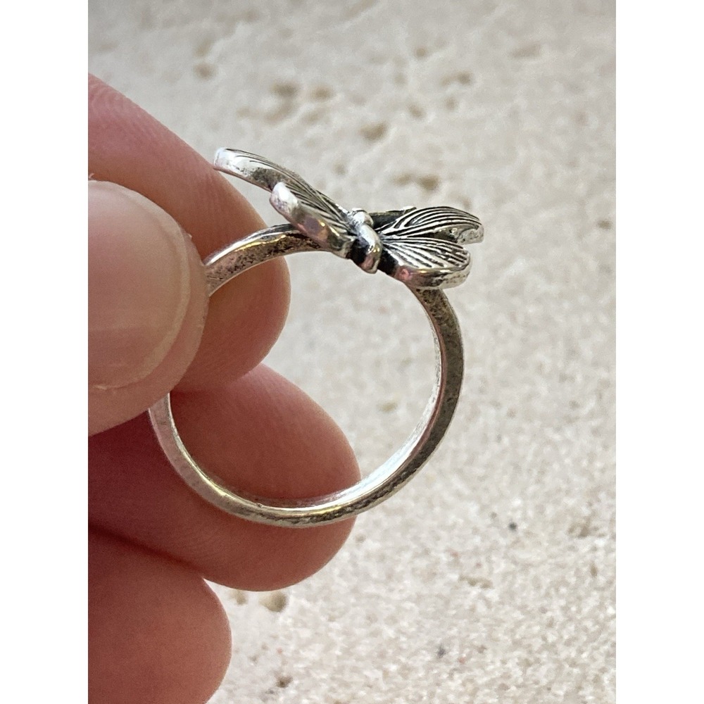 Silver Tone Butterfly Ring Size 7 Engraved Wing Nature Whimsical Fairy Earthy - Picture 4 of 5